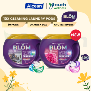 [TUB] Alcean BLOM Laundry Pods 5-in-1 | 10x Cleaning | Damask Lux | Arctic Rivers (30 Pods)