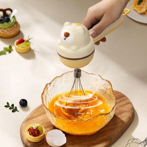 GAOSU Handheld Bear Electric Eggs Beater Labor-saving Cordless Cream Whipper Cute Rechargeable Egg Whisks Bakery
