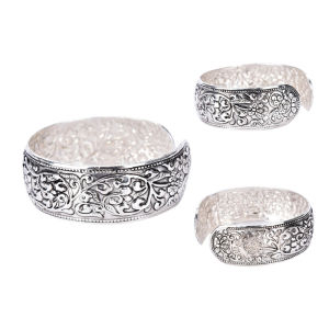 [haoh] กำไลเงินทิเบตใหม่กำไลข้อมือแกะสลักดอกไม้นำโชคกำไลข้อมือกำไลข้อมือ