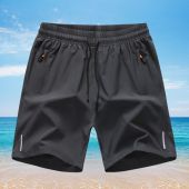 3PCS--Mens Shorts with Zipper Pocket  Ice Silk Shorts Fast  Furious Shorts Plus Size Sports Beach Shorts for Men