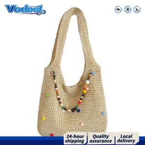 【Fast delivery】 กระเป๋าสะพายไหล่ผู้หญิงสไตล์เก๋ ทำจากฟางถัก ขนาดกว้างพอสำหรับเดินทางและกิจกรรมในวันหยุด