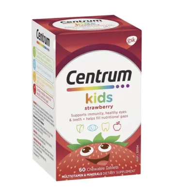 Centrum Kids Multi Vitamin 60 Strawberry Tablets พร้อมส่ง Exp.02/2027