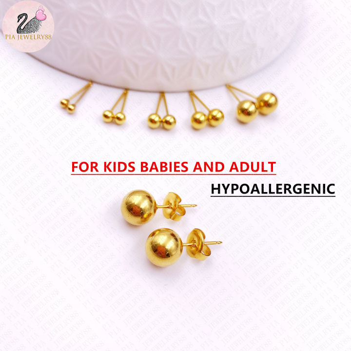 US 10K ROUND GOLD EARRING FOR KIDS BABIES AND ADULT HYPOALLERGENIC