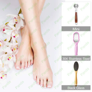 PANDA Penggosok kaki Alat pedicure Pembersih kulit kaki Kapalan telapak kaki Penghalus pedicure Foot File Mini/304 Stainless Steel/Black Glass Baby-soft Smooth Callus Remover [Stok&Pengiriman Cepat]