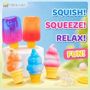 Popsicle Squishy Toy Ice Cream Squeeze Fidget Soft Silicone Stress Relief Gradient Color Kids Gift Home Play