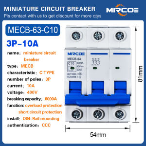 MIRCOE MECB miniature circuit breaker 6A / 10A / 16A / 20A / 32A / 40A / 50A / 63A 1 POLE / 2 POLES /3 POLES 50HZ/60HZ AC Din rail type Air Switch 100% Authentic