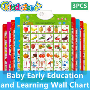 KiddoZone 3PCS Early Education Electric Point Reading Audio Wall Chart Smart English Chinese Switch Education Learning Poster Fruit Occupation Human Organ Animal Alphabet Number Mom Teachers Helper