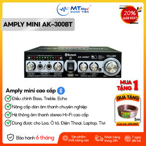 Amply AK300BT - Bộ Khuếch Đại Công Suất Âm Thanh 200W Đầu Vào 2 Mic BT 5.0 Bộ Thu Âm Thanh Kỹ Thuật Số Karaoke Hi-Fi Stereo Cho Gia Đình