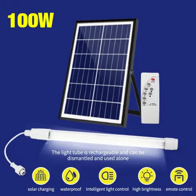 Tube Light Solar Light Outdoor Wall Light Automatic LED Light Tube With Solar Panel 60W 100W 300W Tube Light with Remote Control