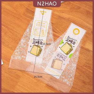 N2HAO 100 chiếc giấy gói sandwich chuyên dụng dùng một lần dễ xé trong suốt dạng tam giác túi đóng gói bánh nướng bánh mì