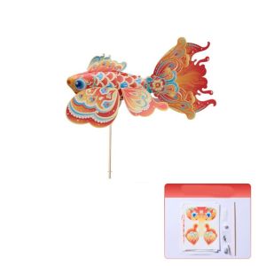 OOC Handmade Mid-Autumn Festival Fish Lantern Ancient Style Material Kit DIY Lantern Material Kit Portable Paper Craft Handheld Fish Lantern Middle Autumn Festival