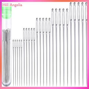 [Hill Angelia] 25 Pcs Large Eye Stitching Needles Sewing Needles Handmade Leather Needle Steel Yarn Knitting Needles Sewing Tool Set