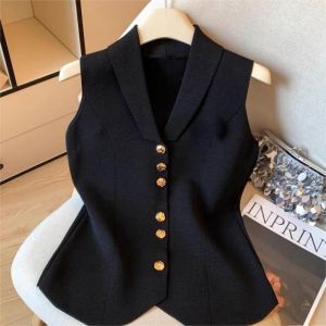 Stella Fashion Women’s Knitted Sleeveless Polo Cardigan – Elegant Slim Fit Top