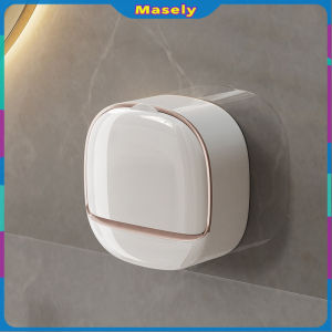 Masely Creative Soap Box Drain Perforation-Free Shelf Wall-Mounted Soap Box with Lid Laundry Soap Box