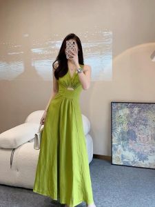 Đầm maxi dáng dài sang trọng cổ v vải mềm mịn mát đẹp siêu hot
