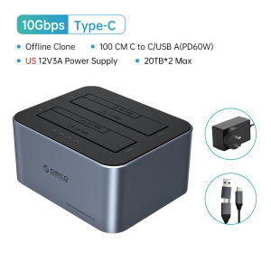 ORICO Aluminum Dual-bay Hard Disk Docking Station Type-C 10Gbps With Offline Clone 2.5/3.5" HDD Case Heat Dissipation Stronger