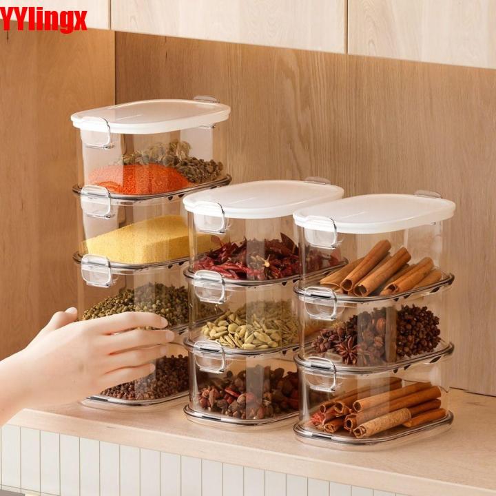 Spice Box Stackable UNIITY 4pcs/Set Clear Spice Storage Box 2/3/4 Layers Stackable Storage ...