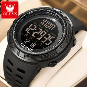 OLEVS Jam Tangan Digital Pria Original Asli Anti Air Terbaru Import 50 Meter Multifungsi LED Alarm Watch Hitam