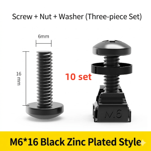 30Pcs M6 X 16mm Screws Cage Nuts Assembly For Network Router Server Shelves Rack Mount Cabinet