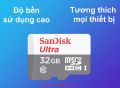 Thẻ nhớ Sandisk 32GB,64GB,128GB,256GB chính hãng- Chuyên dụng cho camera, camera hành trình, Flycam, thiết bị di động, ...và một số thiết bị hỗ trợ. 