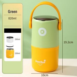 FZIPUA Stainless Steel Thermal Lunch Box Double Layer 580ml/820ml Food Soup Container Creative Sealed Insulated Box for OfficeSchool