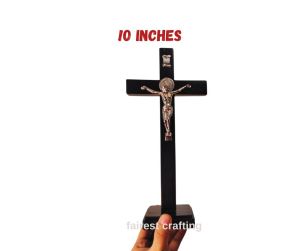 crucifix with Stand – 10 Inches | St. Benedict Medal | Wooden Cross High Quality Cross
