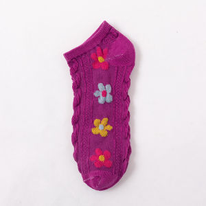 TYKS97 Kaos Kaki Wanita Ankle Socks Kaos Kaki Pendek Kaos Kaki Semata Kaki Motif Bunga Rajut