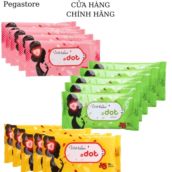 Khăn giấy ướt DOT Wet Tissue Lốc 5 Gói khăn ước 1 Gói 10 Tờ / có lẻ 1 gói