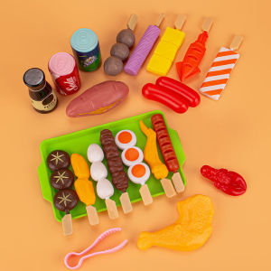 27PCS BBQ Toy Barbecue Set Simulation Kitchen Cooking Toy Grill Set Play House Toys for Kids