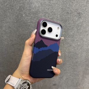 Orange Mountain Peak Phone Case Cover for iPhone 17 16 Pro Max Carbon Relief Hard PC Magnetic Shell Camera Lens Protection Coque