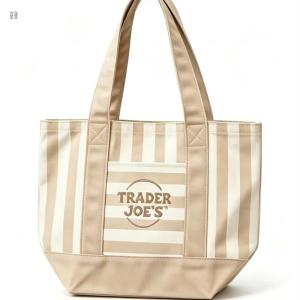 Striped Canvas Tote Bag - Eco-Friendly Shopping Handbag for Lunch