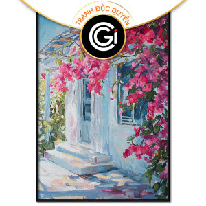 Tranh vẽ tường giàn hoa giấy phong thủy trừ tà hút tài lộc.Tranh treo tườngdán tường.CGI-1386