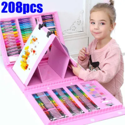 208 Pcs Colouring Set Drawing Art Kids Crayon Water Colour Oil Pastel Colour Pencil Warna Kindergarten