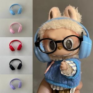 A4QUT 3D Printed 17cm Labubu Earphone Macaron Color Clothes Outfit Doll Headphones Girls Gift Miniatures Doll Earphones Labubu Accessories