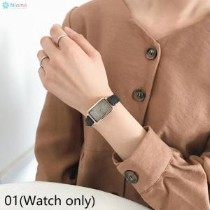 Niome แฟชั่นสำหรับผู้หญิงRetroเรียบง่ายเก๋ควอตซ์นาฬิกาสายหนังนาฬิกาข้อมือรูปสี่เหลี่ยมผืนผ้า