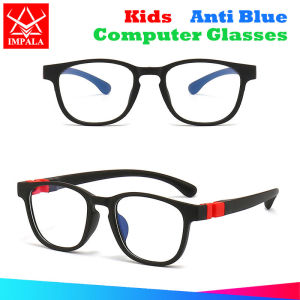 IMPALA FL1015Q Kids Computer Glasses for 3-6 Years old Child Elastic Silicone Frame UV400 Anti Blue Lens Removeable Lens with Glasses Box