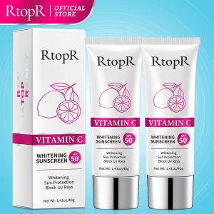 RtopR 5% Vitamin C Arbutin Whitening Sunscreen High SPF50+ Sun Protection Cream Brightening and Spot-Fading Moisturizing UV Protection Waterproof and Sweatproof for Men and Women Students Outdoor Activities 40g