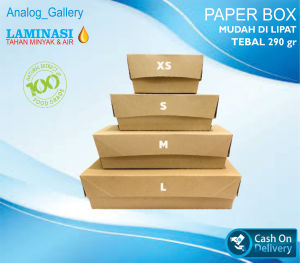 PAPER BOK LUNCH ( isi 50 )box makanan kotak kekinian untuk jualan bok set bok makanan ringan laminasi kraf laminasi
