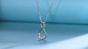 SDSXRAPRGOLD GRA Certified Moissanite Infinity Pendant Necklaces for Women S925 Sterling Silver Chains Wedding Fine Jewelry GiftsFYK