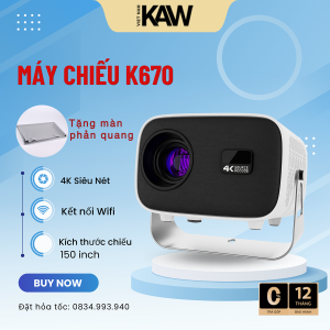 Máy Chiếu Mini Cao Cấp 4K K670 Mới Nhất 2024 Chính Hãng KAW Chất Lượng Siêu Nét Độ Sáng Cao Bảo Hành 12 Tháng Lỗi 1 Đổi 1