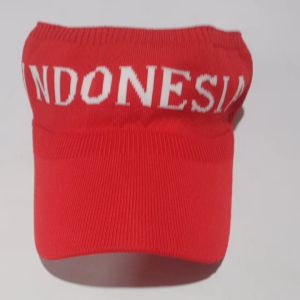 Topi Senam Merah PUTIH Wanita Topi Golf Topi Bolong Tengah Rajut Produk impor