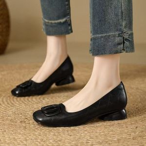 Free Shipping Square-Toe Low-Heel Versatile WomenS Flats 2026 Autumn New Style Soft Sole Comfortable For All-Day Wear Shallow-Mouth Mom Shoes For Commuting