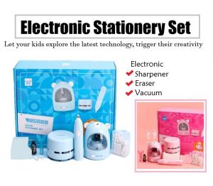 Automatic Stationery Set Auto Pencil Sharpener Electric Eraser Rubber Gift Box Pemadam Pensil Pengasah Pensil Viral