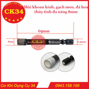 Mũi khoan kínhgạch menđá hoathủy tinh 8mm đa năng chuôi lục giác