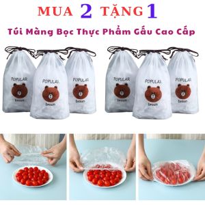 Set 6 Túi Màng Bọc Thực Phẩm Co Giãn Hình Gấu (1 Túi 80- 100 Cái) Màng PE Bảo Quản Thức Ăn ( MUA LẺ - GIÁ SỈ) - Túi Bọc Thực Phẩm Có Chun