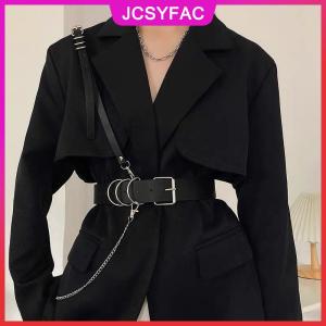 JCSYFAC Hàn Quốc Punk phong cách có thể tháo rời chuỗi vành đai người đàn ông Phụ Nữ Vành Đai đen PU da khai thác chuỗi vành đai Goth Corset vành đai thắt lưng phụ kiện
