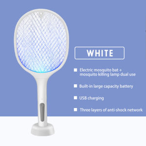 New Electric Mosquito Killer Mosquito Racket with Light USB Rechargeable Handheld Fly Swatter Mosquito Killer Lamp with Base