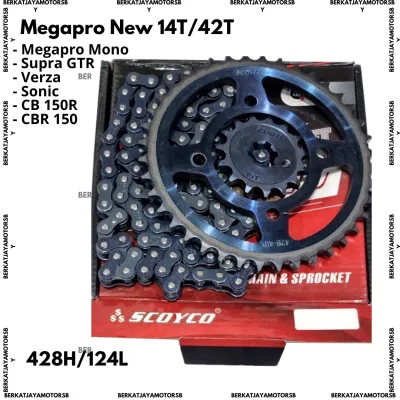 GEAR SET GIR SET CHAIN KIT GEAR PAKET SCOYCO MEGAPRO NEW MEGA PRO MONO SUPRA GTR VERZA SONIC CB 150R CBR 150
