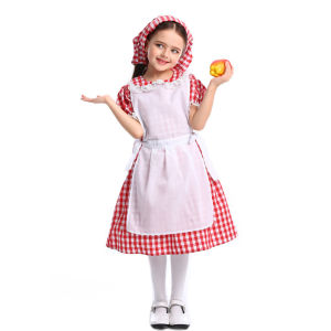 Trang phục Halloween cho bé gái bộ hóa trang Cô bé quàng khăn đỏ trang phục biểu diễn kịch cổ tích gia đình váy hai kiểu mặc (Cô bé quàng khăn đỏ và hầu gái nhỏ).