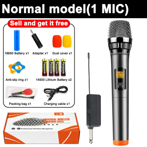 【800M】Wireless Microphone Professional 10‑20 Hours UHF Handheld 1/2 Heavy Duty 100% Professional Original Handheld Uhf Rechargeable For Karaoke Meeting Party Church DJ Wedding Home KTV Set Plug And Play For Audio Mixer